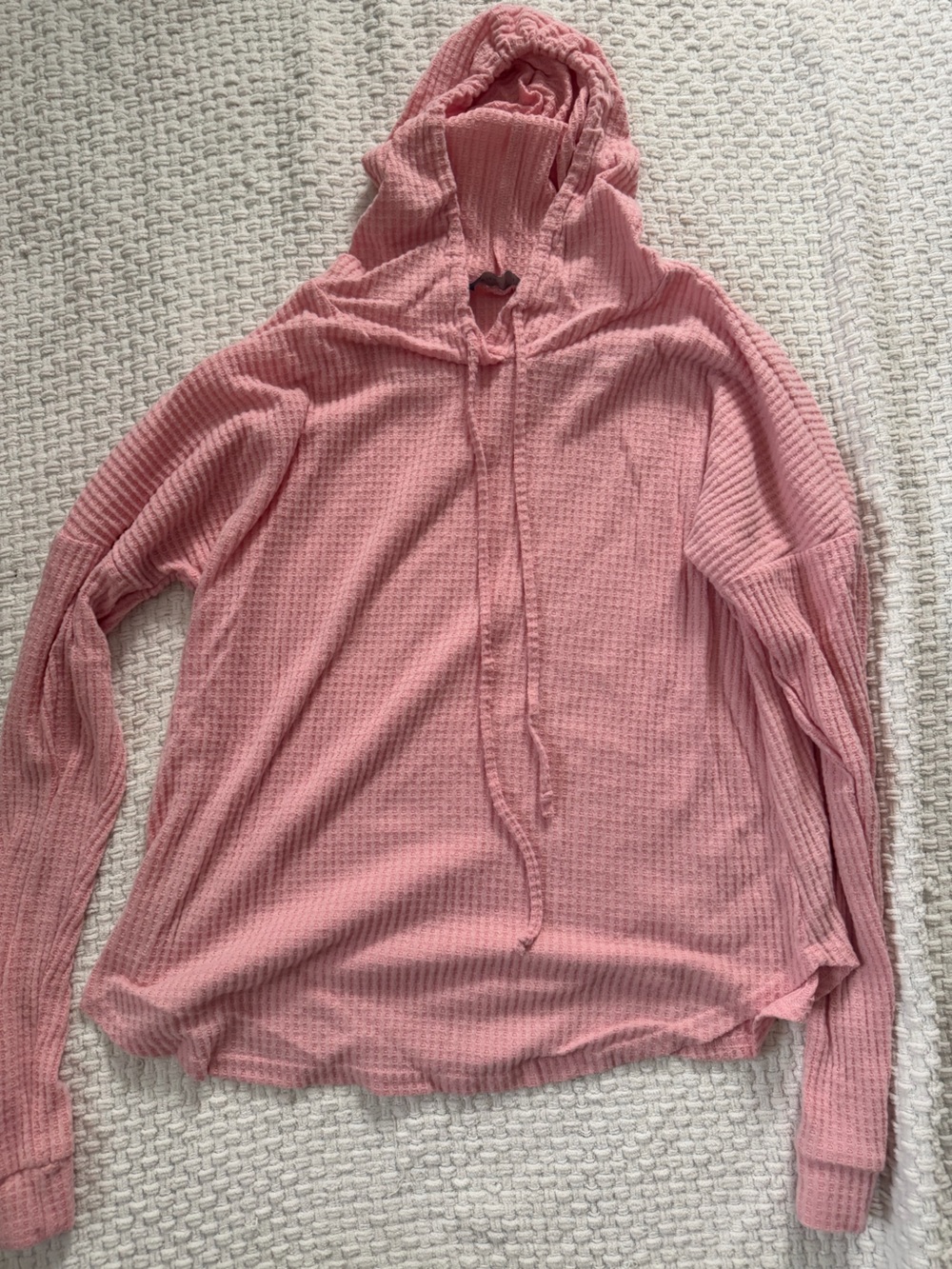Scarlett Pink Waffle Knit Hooded Pullover